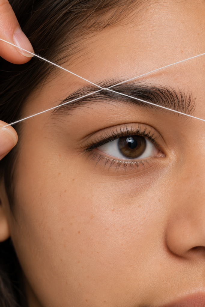 Teen eyebrow threading